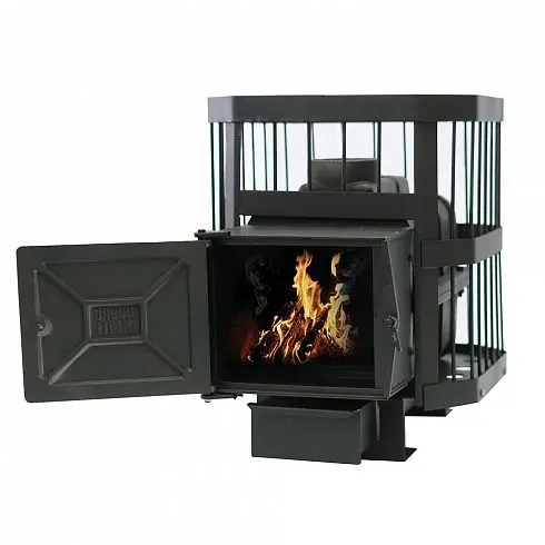 Фото Печь банная чугунная "Сибирь-15". Чугунная дверца с ВТК (Сетка) в магазине Woodson