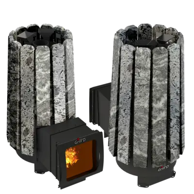 Фото Дровяная банная печь Grill'D Cometa Vega 180 Long Window Max Stone (Серпентинит) в магазине Woodson