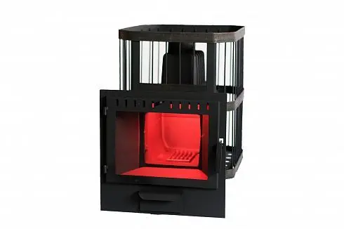 Фото Печь банная чугунная "Сибирь-22". Панорамная дверца (Сетка) в магазине Woodson