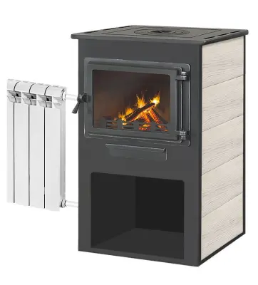 Фото Камин ЭТНА (Панорама) с плитой и т/о "Бежевый" Ø150мм в магазине Woodson