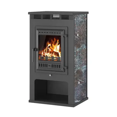 Фото Печь-Камин ASTON 11кВт (180 м3) Ø150мм (Чугунная дверь) Амфиболит в магазине Woodson Фото Печь-Камин ASTON 11кВт (180 м3) Ø150мм (Чугунная дверь) Амфиболит в магазине Woodson