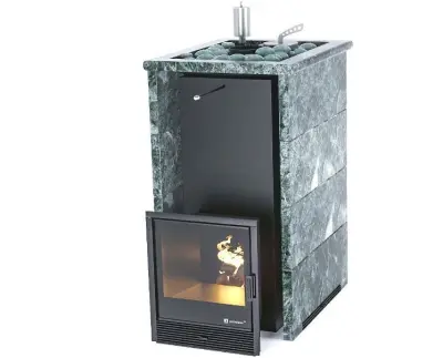 Фото Печь «Геленджик» М2 в полноценном кожухе с открытым верхом Пироксенит в магазине Woodson Фото Печь «Геленджик» М2 в полноценном кожухе с открытым верхом Пироксенит в магазине Woodson