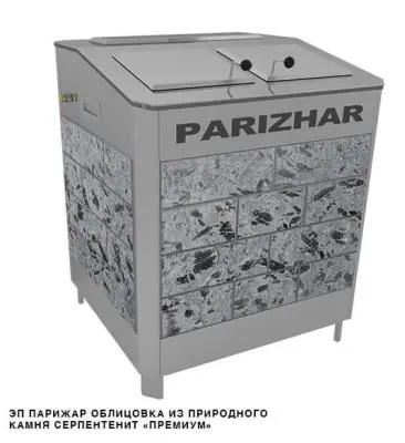 Фото Электрическая паротермальная печь 24 кВт/380 ПАРиЖАР облицовка серпентенит "премиум" в магазине Woodson