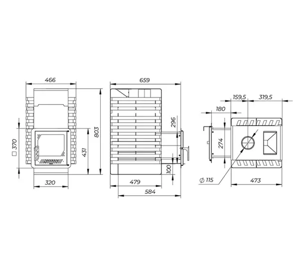 Фото Печь банная "РАДА ТЕРМА 2026" ЗК 6мм 20M, дверца со стеклом в магазине Woodson