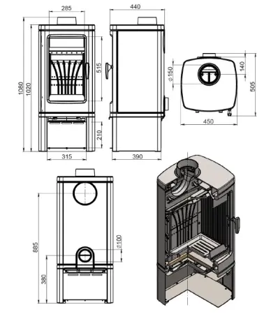 Фото Печь-камин EVEREST H12М в магазине Woodson