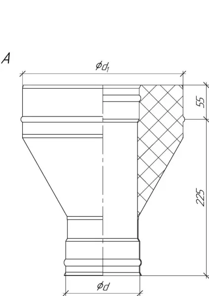 Grill`D Старт удлиненный А, AISI 430 0,8мм/ЖС 0,5мм (D115/250), черный (термостойкая краска)