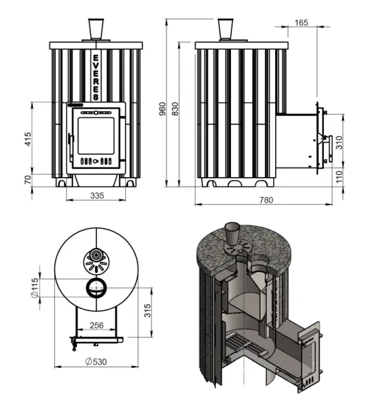 Фото Печь для бани Эверест "Steam Master 18 INOX (ИНОКС)" Ламель Рваный камень, S-20 в магазине Woodson