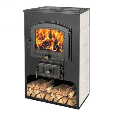 Фото Печь-Камин ВЕЗУВИЙ ПК-03 (224) с плитой "Везувий В3" бежевый  12 кВт (200 м3) Ø150мм в магазине Woodson