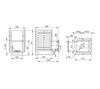Фото Печь банная "РАДА ТЕРМА 2026" ОК 4мм 20M, дверца стальная в магазине Woodson