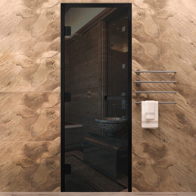 Дверь Хамам Элит серая 1900*700, R, цвет черный матовый