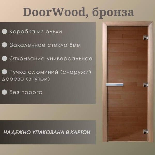 Дверь DoorWood "Бронза" 2000*700 (8мм, Ольха, магнит) Дверь DoorWood "Бронза" 2000*700 (8мм, Ольха, магнит)