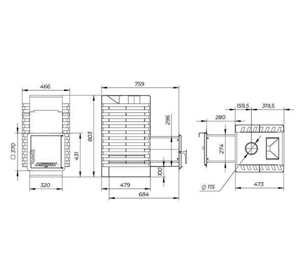 Фото Печь банная "РАДА ТЕРМА 2026" ЗК 6мм 20L, дверца стальная в магазине Woodson