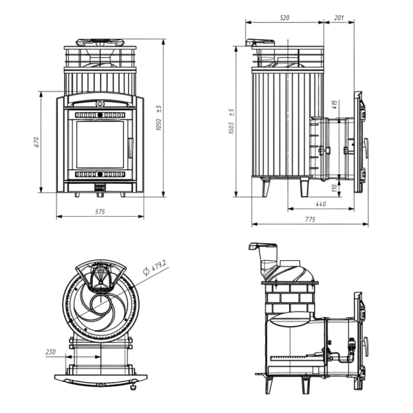 Фото Печь банная "Атмосфера L" Россо Леванто ламель+сетка с газовой горелкой в магазине Woodson