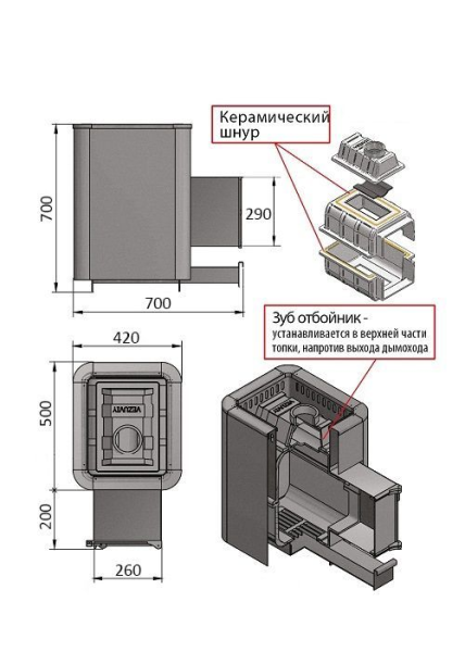 Фото Печь ВЕЗУВИЙ Сенсация 22 Антрацит (ДТ-4) в магазине Woodson