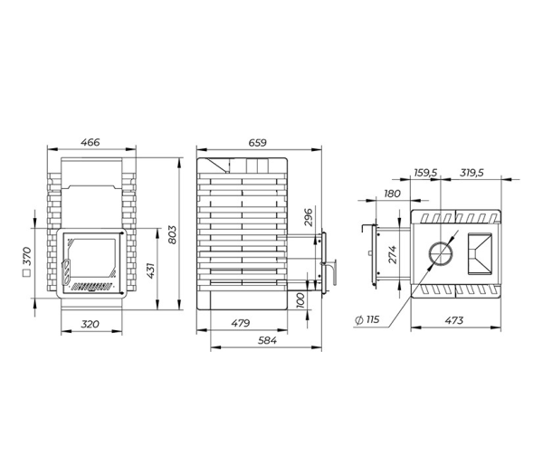 Фото Печь банная "РАДА ТЕРМА 2026" ЗК 4мм 20M, дверца со стеклом в магазине Woodson