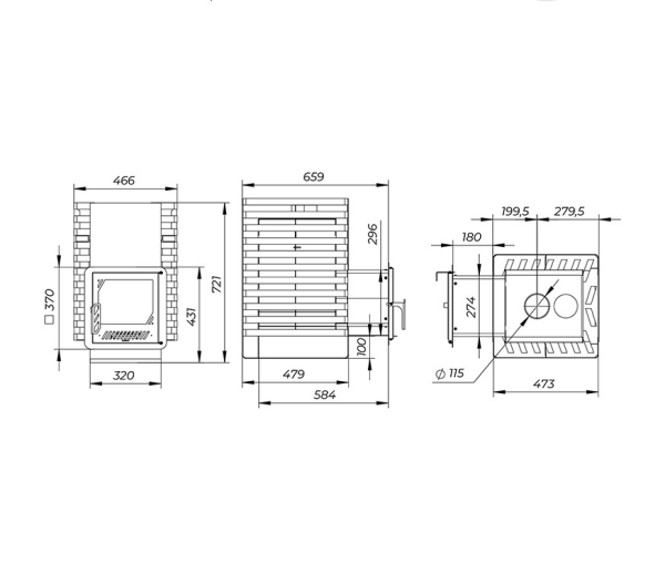 Фото Печь банная "РАДА ТЕРМА 2026" ОК 6мм 20M, дверца со стеклом в магазине Woodson