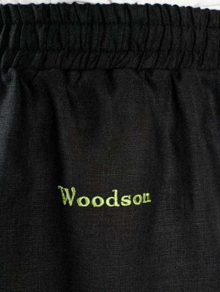 Комплект банщика #1 Woodson, чёрный лён c цветной полосой (54-56)