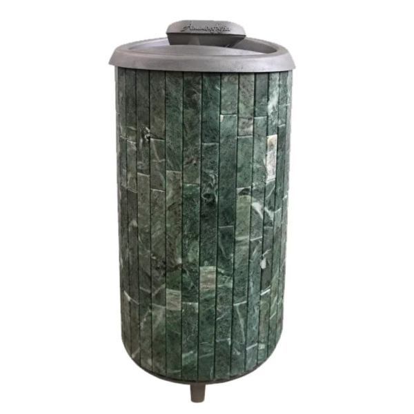 Фото Печь банная "Атмосфера XL" в ламелях из натурального камня "Змеевик" наборный в магазине Woodson