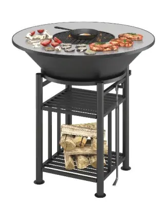 "FANTASTIC GRILL" Везувий Ø 1000 (чаша+подставка+плита+решетка чугунная"СТЕЙК" Ø 450мм+крышка)