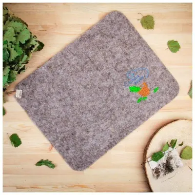 Коврик для бани «С ЛЕГКИМ ПАРОМ» серый войлок универсальный