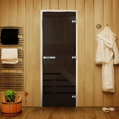 Дверь Сауна Люкс серая 1900*700, L, осина