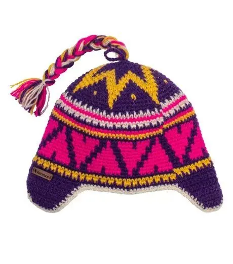 Шапка вязаная для бани Woodson Викинг, орнамент, 1 косичка, розовая